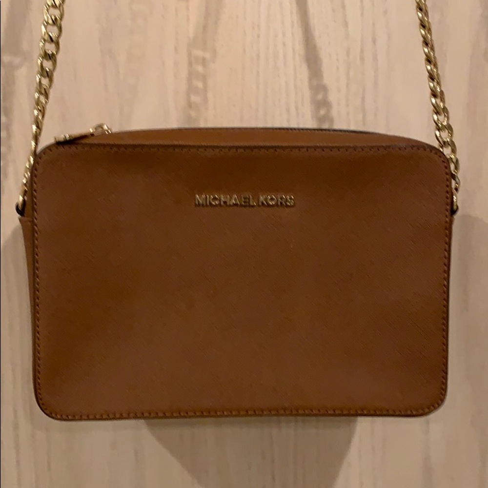 MICHAEL KORS JET SET CROSSBODY TAN LEATHER